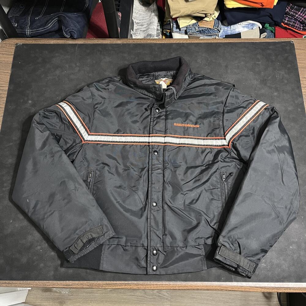 Vintage Harley Davidson Bomber Jacket Men 70s XL Black USA Motorcycle Riding AMG